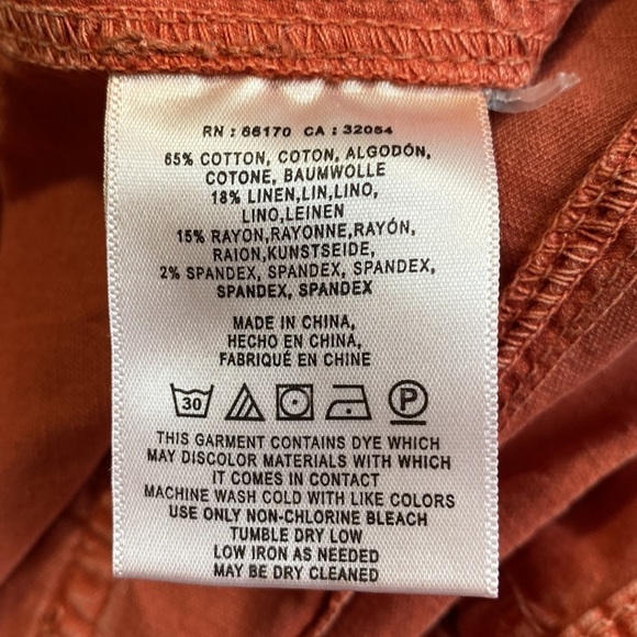 Anthropologie The Wanderer Cargo Shorts Pockets Orange Red Sz 25 - Picture 10 of 12